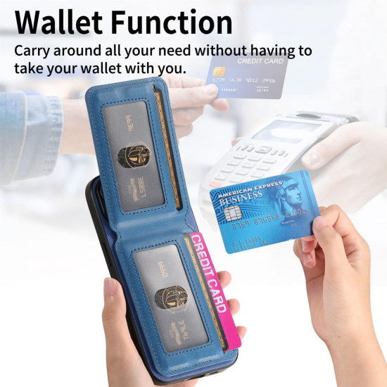 For Samsung Galaxy S24+ 5G Twill Fabric Leather Vertical Flip RFID Card Bag Phone Case(Blue)