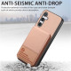 For Samsung Galaxy S24+ 5G Twill Fabric Leather Vertical Flip RFID Card Bag Phone Case(Pink)