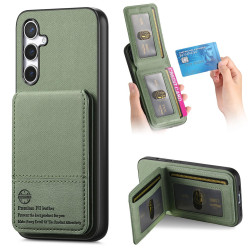 For Samsung Galaxy S24+ 5G Twill Fabric Leather Vertical Flip RFID Card Bag Phone Case(Green)