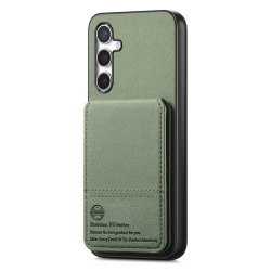 For Samsung Galaxy S24+ 5G Twill Fabric Leather Vertical Flip RFID Card Bag Phone Case(Green)