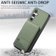 For Samsung Galaxy S24+ 5G Twill Fabric Leather Vertical Flip RFID Card Bag Phone Case(Green)