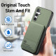 For Samsung Galaxy S24+ 5G Twill Fabric Leather Vertical Flip RFID Card Bag Phone Case(Green)