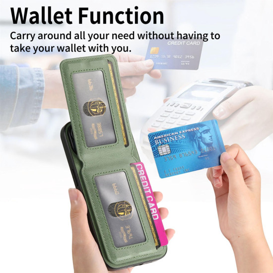 For Samsung Galaxy S24+ 5G Twill Fabric Leather Vertical Flip RFID Card Bag Phone Case(Green)
