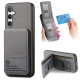 For Samsung Galaxy S24+ 5G Twill Fabric Leather Vertical Flip RFID Card Bag Phone Case(Gray)