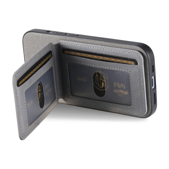 For Samsung Galaxy S24+ 5G Twill Fabric Leather Vertical Flip RFID Card Bag Phone Case(Gray)