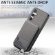 For Samsung Galaxy S24+ 5G Twill Fabric Leather Vertical Flip RFID Card Bag Phone Case(Gray)