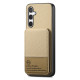 For Samsung Galaxy S24+ 5G Twill Fabric Leather Vertical Flip RFID Card Bag Phone Case(Khaki)