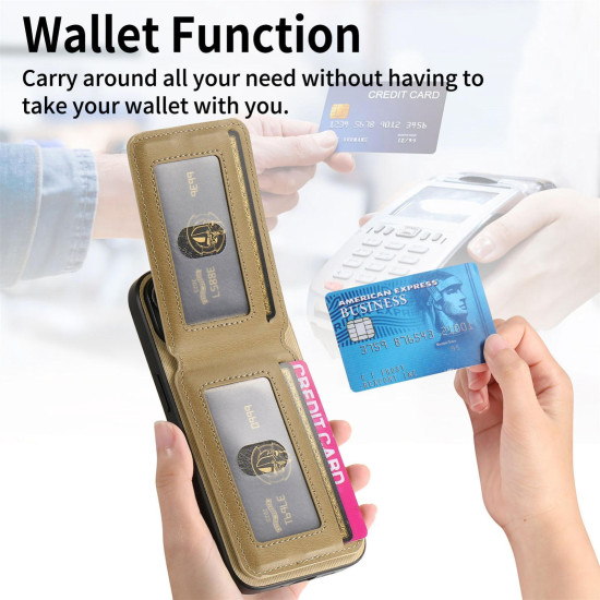 For Samsung Galaxy S23+ 5G Twill Fabric Leather Vertical Flip RFID Card Bag Phone Case(Khaki)