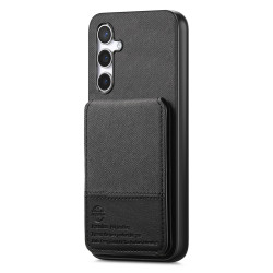 For Samsung Galaxy S23+ 5G Twill Fabric Leather Vertical Flip RFID Card Bag Phone Case(Black)