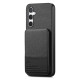 For Samsung Galaxy S23+ 5G Twill Fabric Leather Vertical Flip RFID Card Bag Phone Case(Black)