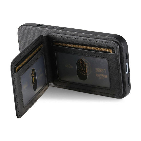 For Samsung Galaxy S23+ 5G Twill Fabric Leather Vertical Flip RFID Card Bag Phone Case(Black)