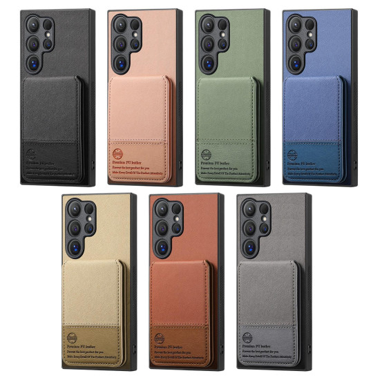For Samsung Galaxy S23+ 5G Twill Fabric Leather Vertical Flip RFID Card Bag Phone Case(Black)