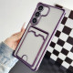 For Samsung Galaxy S24+ 5G Four-cornered Electroplated Card Bag TPU Phone Case(Purple)