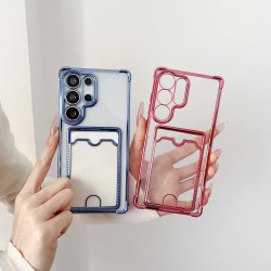 For Samsung Galaxy S24+ 5G Four-cornered Electroplated Card Bag TPU Phone Case(Silver)