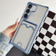 For Samsung Galaxy S24+ 5G Four-cornered Electroplated Card Bag TPU Phone Case(Bule)