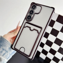 For Samsung Galaxy S24+ 5G Four-cornered Electroplated Card Bag TPU Phone Case(Black)