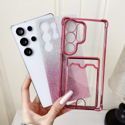 For Samsung Galaxy S24+ 5G Gradient Glitter Plating TPU Phone Case with Card Slot(Silver)