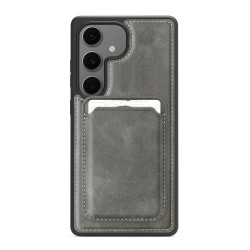 For Samsung Galaxy S24+ 5G Pindun MagSafe Card Slot Leather Back Phone Case(Gray)