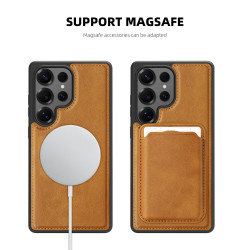 For Samsung Galaxy S24+ 5G Pindun MagSafe Card Slot Leather Back Phone Case(Gray)