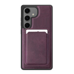 For Samsung Galaxy S24+ 5G Pindun MagSafe Card Slot Leather Back Phone Case(Purple)