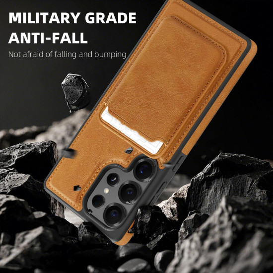 For Samsung Galaxy S24+ 5G Pindun MagSafe Card Slot Leather Back Phone Case(Purple)
