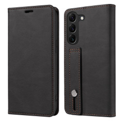 For Samsung Galaxy S23+ 5G Wristband Magnetic Leather Phone Case(Black)