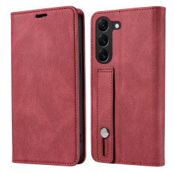 For Samsung Galaxy S23+ 5G Wristband Magnetic Leather Phone Case(Red)