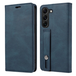 For Samsung Galaxy S23+ 5G Wristband Magnetic Leather Phone Case(Blue)