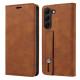 For Samsung Galaxy S23+ 5G Wristband Magnetic Leather Phone Case(Brown)