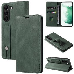 For Samsung Galaxy S23+ 5G Wristband Magnetic Leather Phone Case(Green)