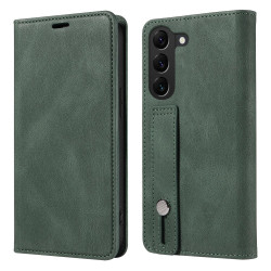 For Samsung Galaxy S23+ 5G Wristband Magnetic Leather Phone Case(Green)