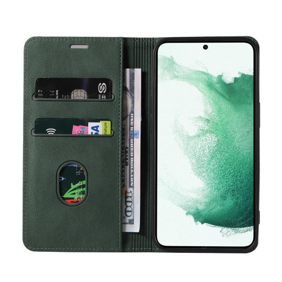 For Samsung Galaxy S23+ 5G Wristband Magnetic Leather Phone Case(Green)