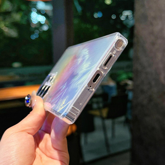 For Samsung Galaxy S24+ 5G Glossy Color-Plated Shockproof Phone Case(Colored Feather)