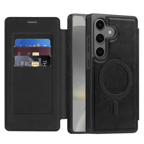 For Samsung Galaxy S24+ 5G Linton MagSafe Leather Phone Case(Black)