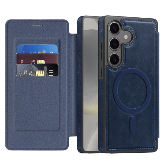 For Samsung Galaxy S24+ 5G Linton MagSafe Leather Phone Case(Blue)