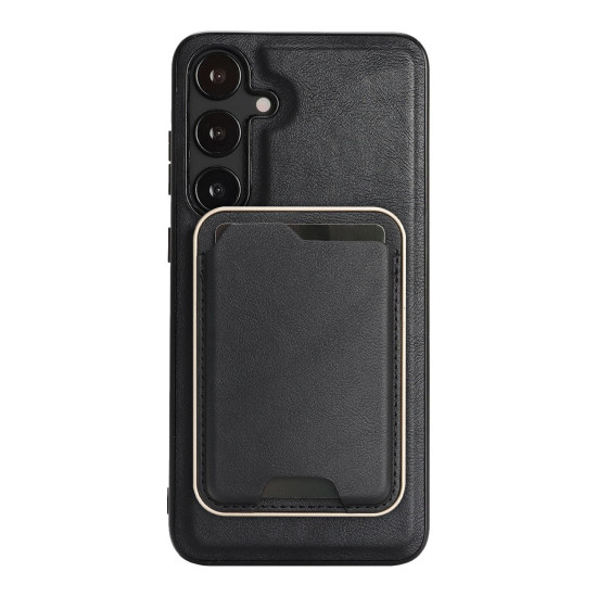 For Samsung Galaxy S24+ 5G Kalebol Slim MagSafe Ring Magnetic Card Bag Leather Phone Case(Black)
