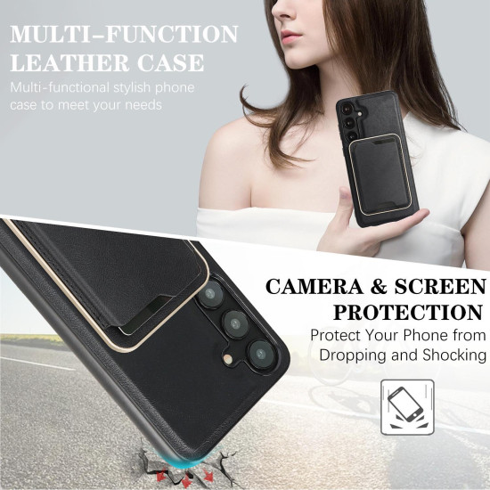 For Samsung Galaxy S24+ 5G Kalebol Slim MagSafe Ring Magnetic Card Bag Leather Phone Case(Black)