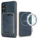 For Samsung Galaxy S24+ 5G Kalebol Slim MagSafe Ring Magnetic Card Bag Leather Phone Case(Blue)