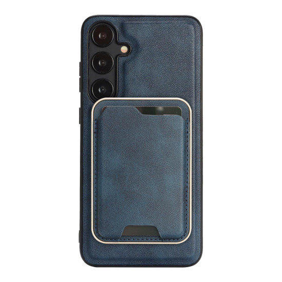For Samsung Galaxy S24+ 5G Kalebol Slim MagSafe Ring Magnetic Card Bag Leather Phone Case(Blue)