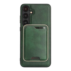 For Samsung Galaxy S24+ 5G Kalebol Slim MagSafe Ring Magnetic Card Bag Leather Phone Case(Green)