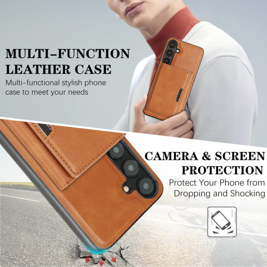 For Samsung Galaxy S24+ 5G Kalebol Strong Magnetic MagSafe Tri-Fold Wallet Leather Phone Case(Brown)