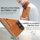 For Samsung Galaxy S24+ 5G Kalebol Strong Magnetic MagSafe Tri-Fold Wallet Leather Phone Case(Brown)