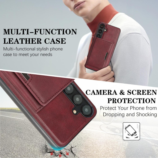 For Samsung Galaxy S24+ 5G Kalebol Strong Magnetic MagSafe Tri-Fold Wallet Leather Phone Case(Red)