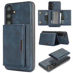For Samsung Galaxy S24+ 5G Kalebol Strong Magnetic MagSafe Tri-Fold Wallet Leather Phone Case(Blue)