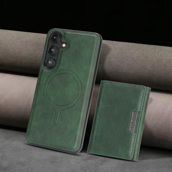 For Samsung Galaxy S24+ 5G Kalebol Strong Magnetic MagSafe Tri-Fold Wallet Leather Phone Case(Green)