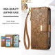 For Samsung Galaxy S24+ 5G Flowers Leaves Zipper Wallet Leather Phone Case with Strap(Brown)