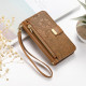 For Samsung Galaxy S24+ 5G Flowers Leaves Zipper Wallet Leather Phone Case with Strap(Brown)
