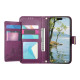 For Samsung Galaxy S24+ 5G Flowers Leaves Zipper Wallet Leather Phone Case with Strap(Purple)
