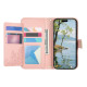 For Samsung Galaxy S24+ 5G Flowers Leaves Zipper Wallet Leather Phone Case with Strap(Pink)