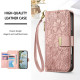 For Samsung Galaxy S24+ 5G Flowers Leaves Zipper Wallet Leather Phone Case with Strap(Pink)